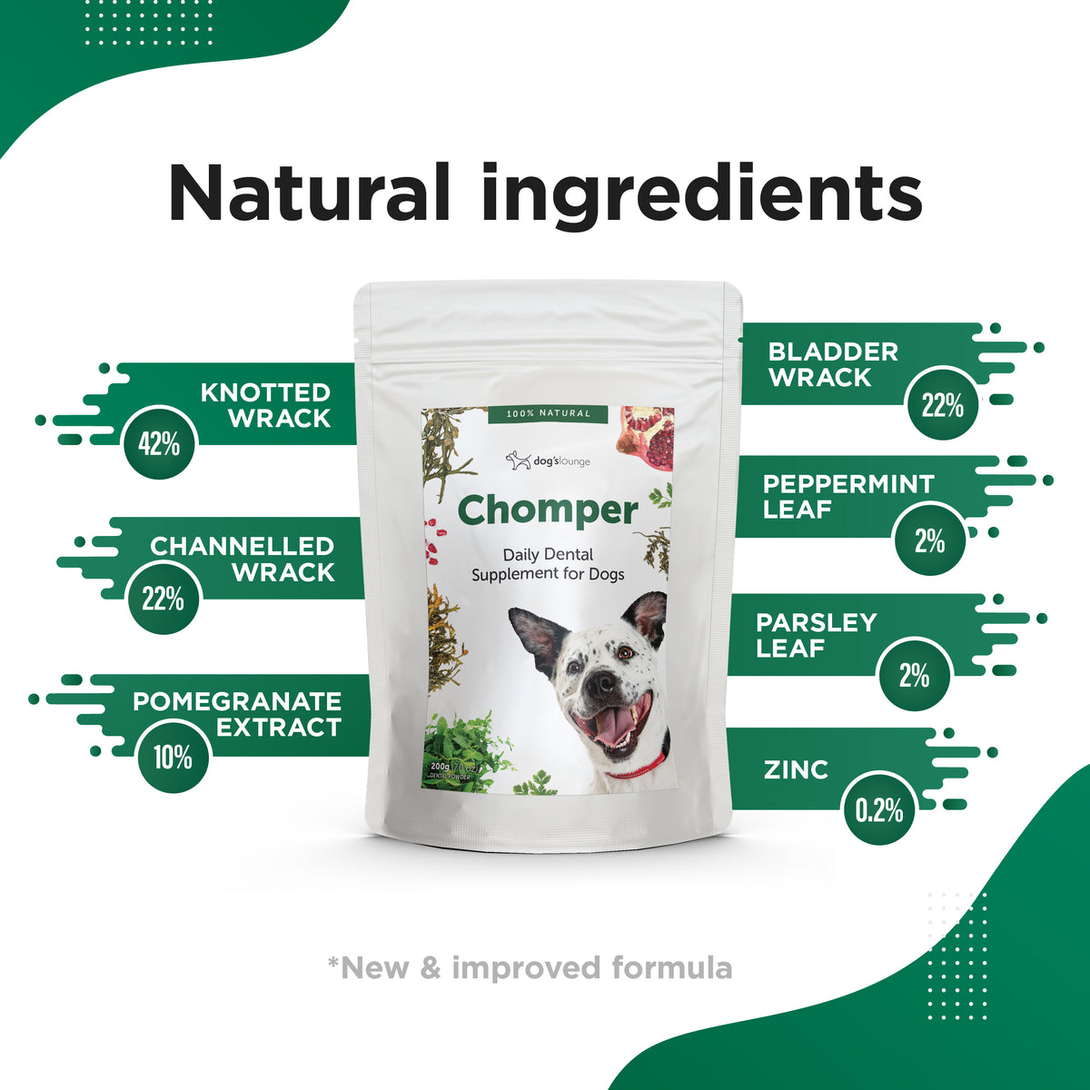 CHOMPER – Organic Tartar &amp; Plaque Remover for Dogs &amp; Puppies