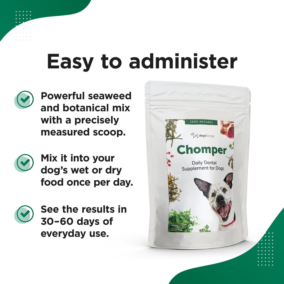 CHOMPER – Organic Tartar &amp; Plaque Remover for Dogs &amp; Puppies