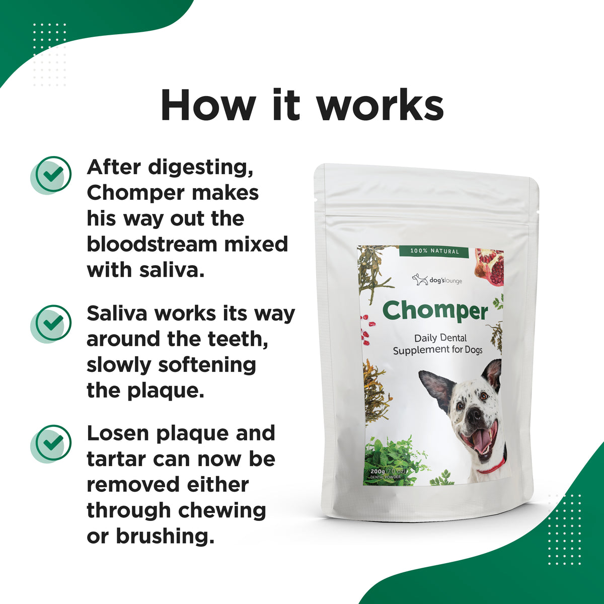 CHOMPER – Organic Tartar &amp; Plaque Remover for Dogs &amp; Puppies