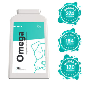 Dog's Lounge Omega 3, 6, 9 Fish Oil Complex for Dogs & Puppies for healthy skin & coat, brain, strong joints